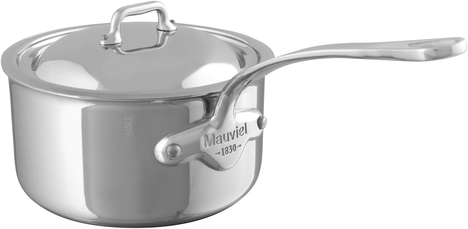Mauviel M'Cook 5-Ply Polished Stainless Steel Sauce Pan with Lid 3.4 Qt