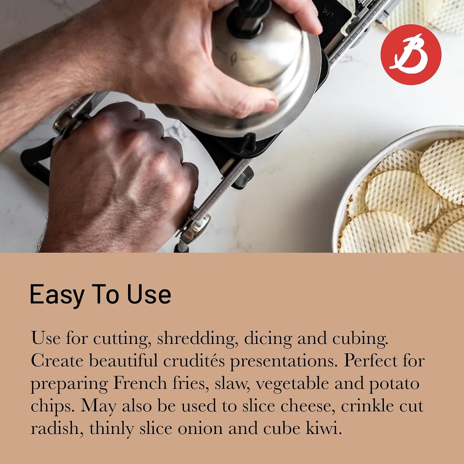 de Buyer LA MANDOLINE REVOLUTION MASTER - Removable, Double-Sided Stainless Steel Blade - Ideal for Cutting, Shredding, Dicing & Cubing - Includes 6 Julienne Blades & Extra Pusher - Made in France