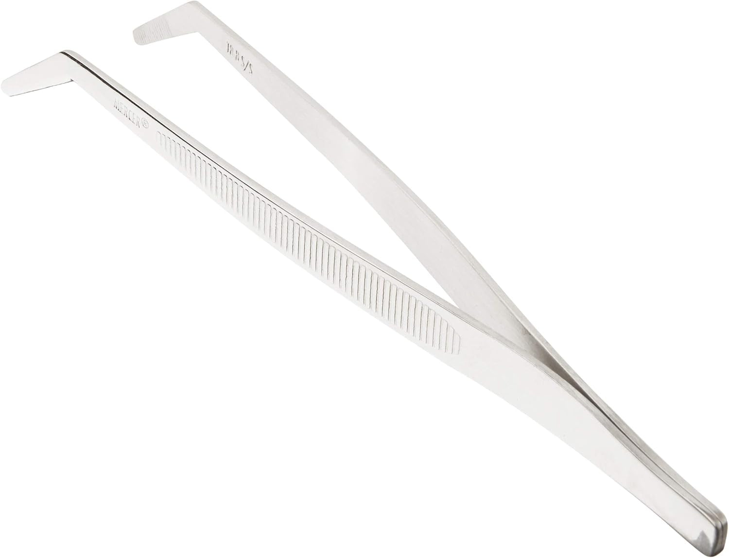 Mercer Culinary 18-8 Stainless Steel Chef Plating Tongs Curved Tip 6-1/8 Inch