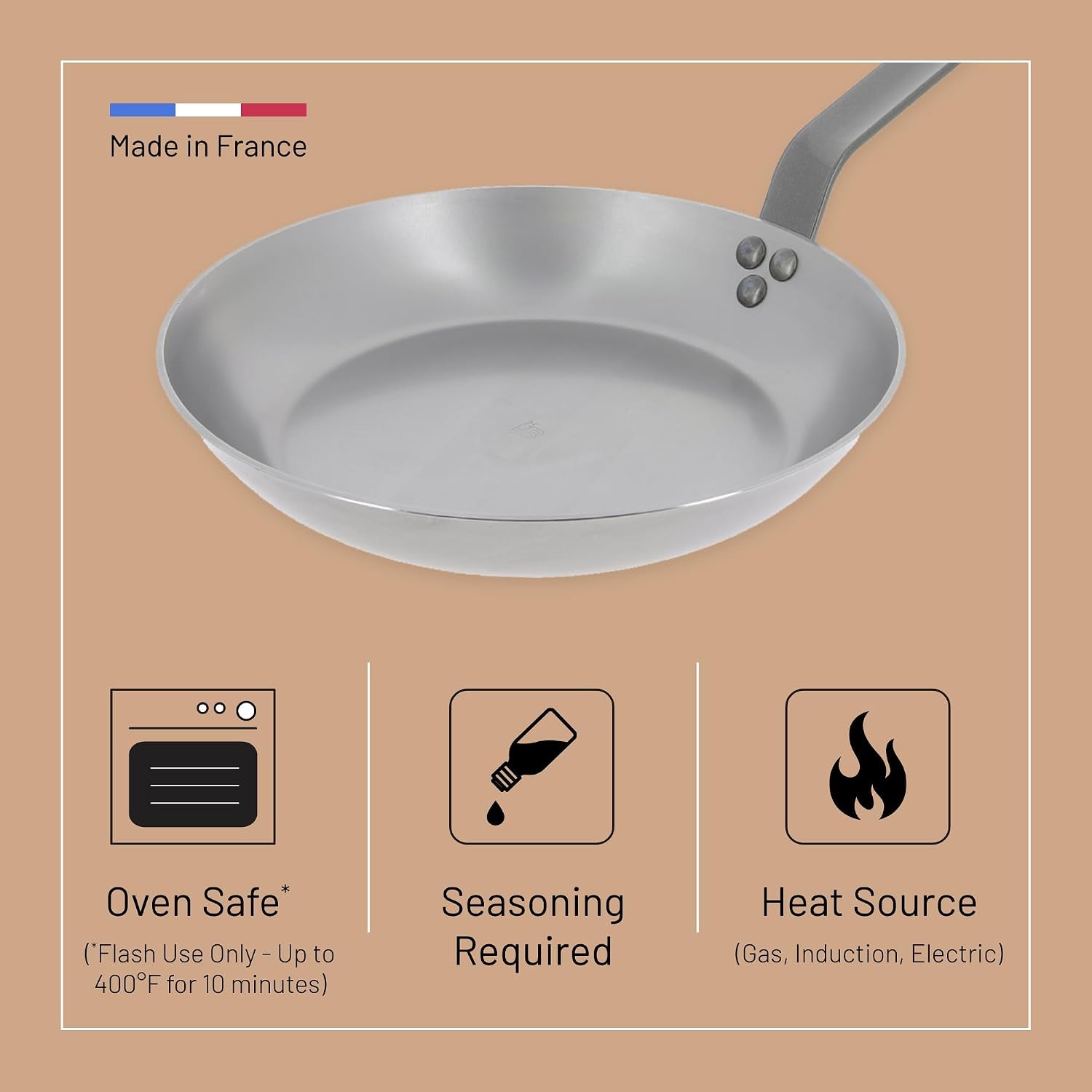 de Buyer MINERAL B Carbon Steel Fry Pan 9.5"