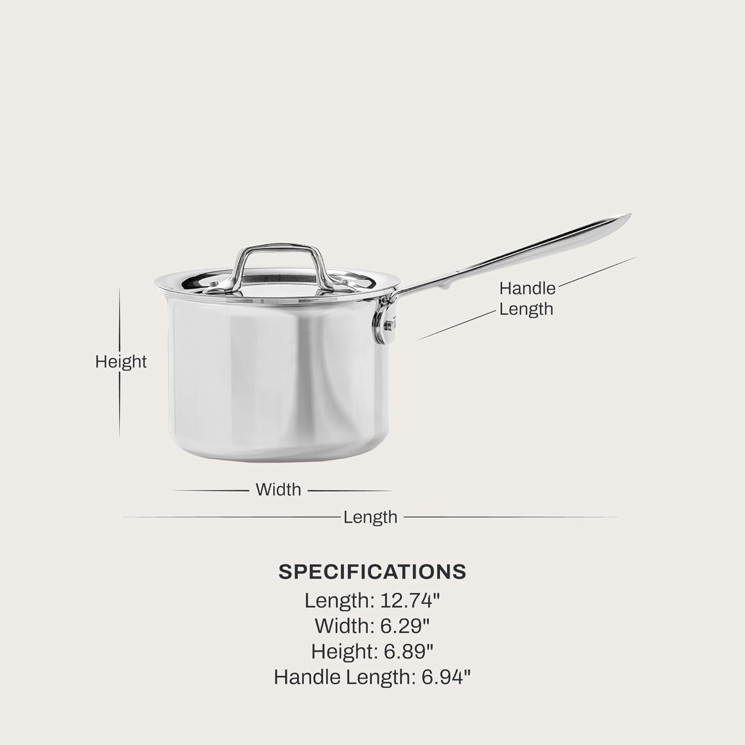 All-Clad D3® Stainless Steel 2 Quart Sauce Pan with Lid