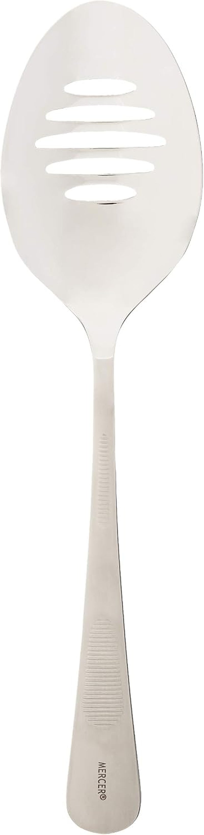 Mercer Culinary 18-8 Stainless Steel Plating Spoon with Slotted Bowl, 