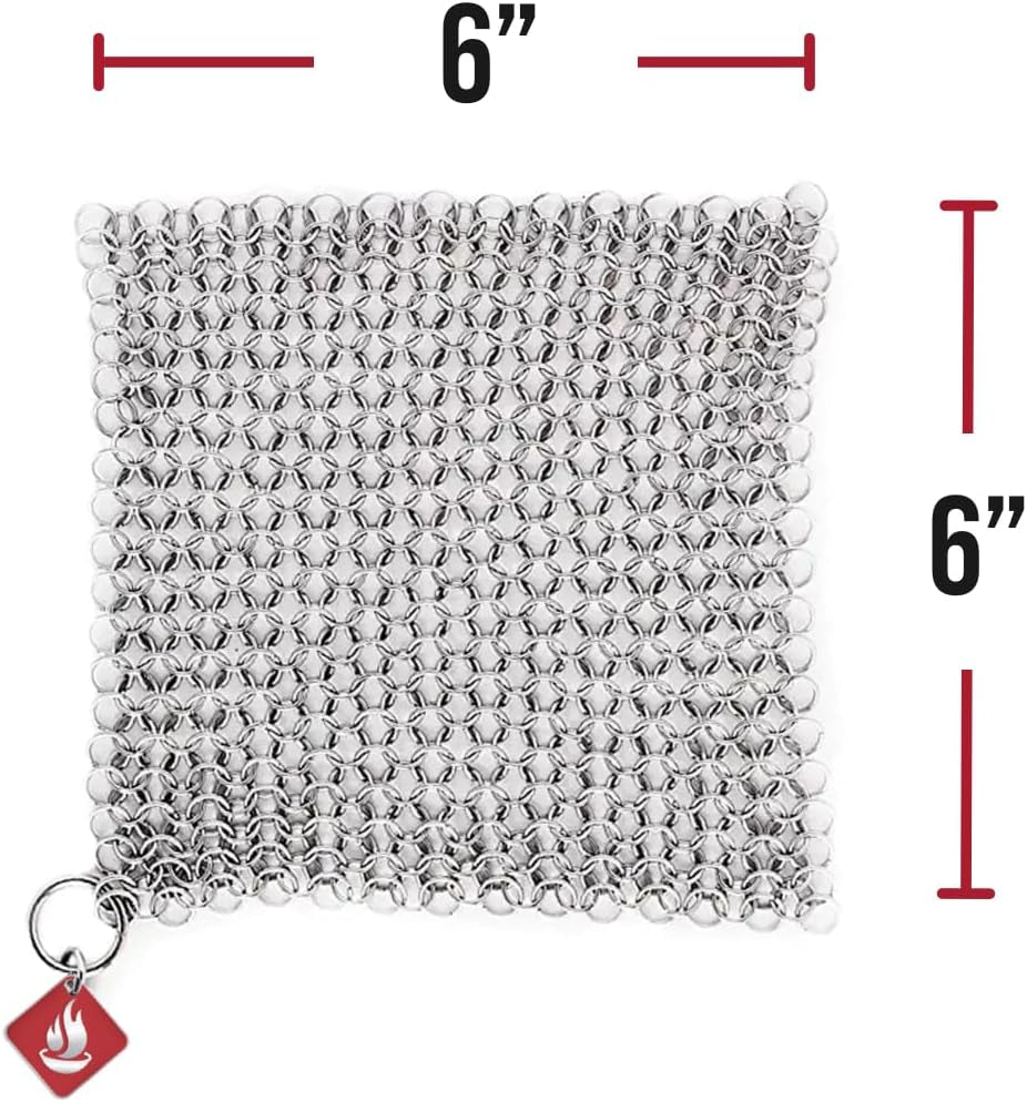 Knapp Made 6" × 6" Small Ring Chainmail Cast Iron Scrubber